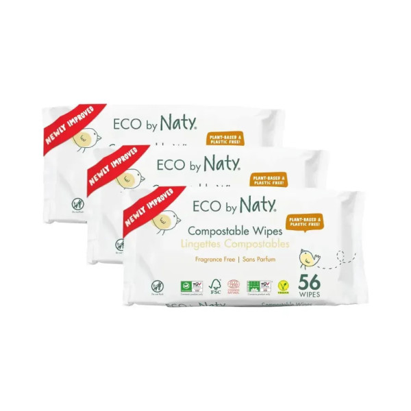 Дитячі вологі серветки торговельної марки “ECO BY NATY”. Без запаху, 168 шт. (3 упаковки 1)